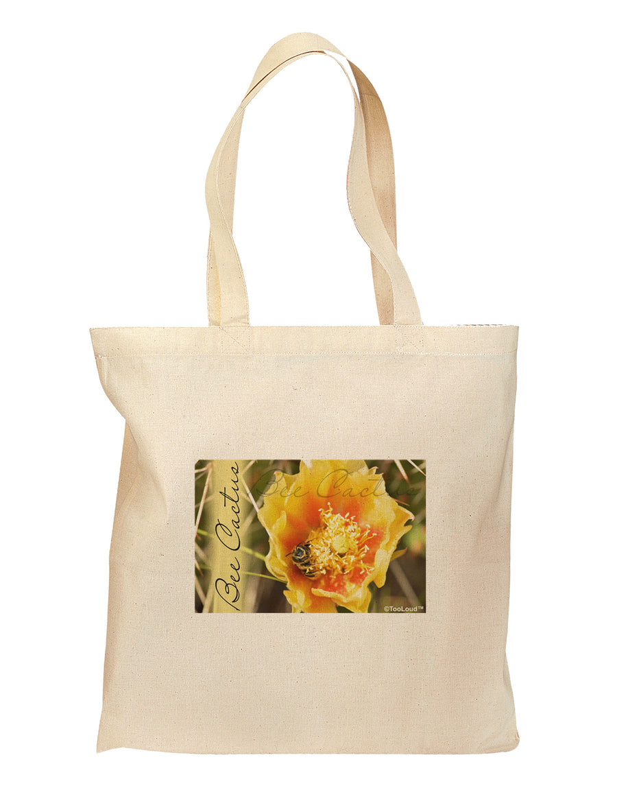 Bee Cactus with Text Grocery Tote Bag-Grocery Tote-TooLoud-Natural-Medium-Davson Sales