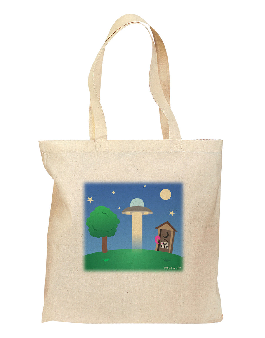 UFO Stopping At an Out-house Grocery Tote Bag by TooLoud-Grocery Tote-TooLoud-Natural-Medium-Davson Sales