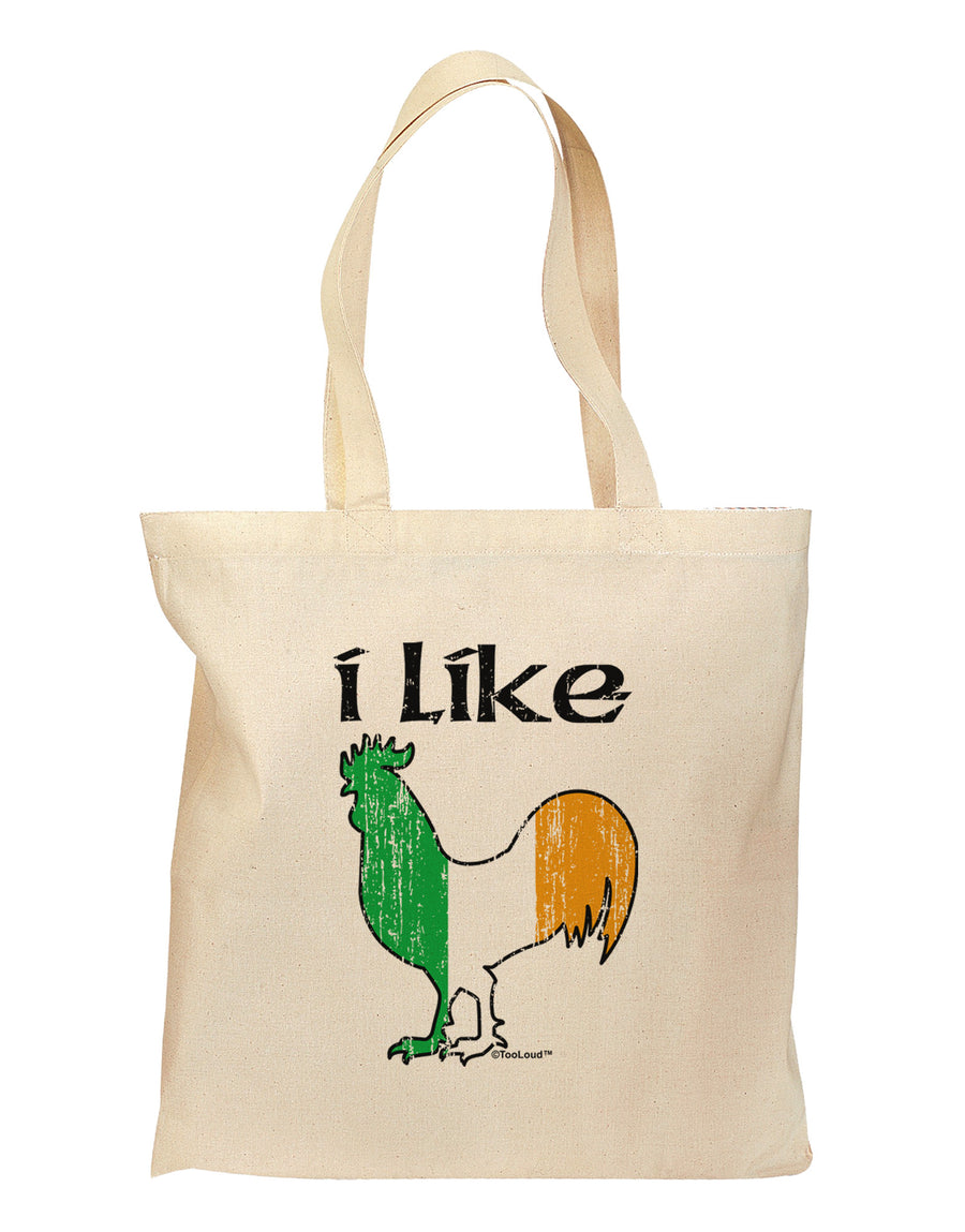 I Like Irish Rooster Silhouette Grocery Tote Bag by TooLoud-Grocery Tote-TooLoud-Natural-Medium-Davson Sales