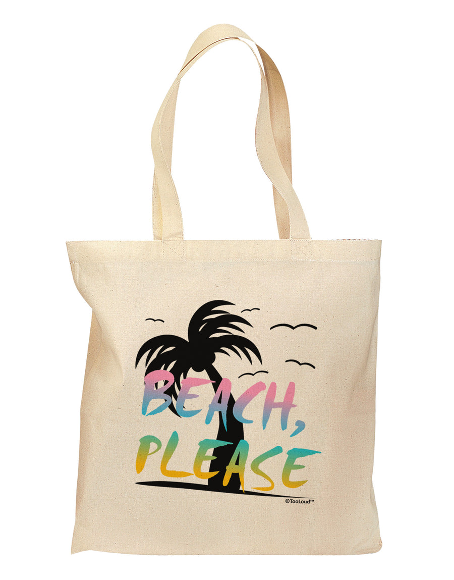 Beach Please - Summer Colors with Palm Trees Grocery Tote Bag-Grocery Tote-TooLoud-Natural-Medium-Davson Sales