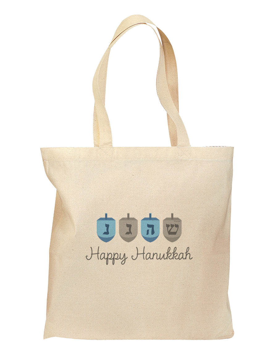 Happy Hanukkah Blue Dreidels Grocery Tote Bag-Grocery Tote-TooLoud-Natural-Medium-Davson Sales