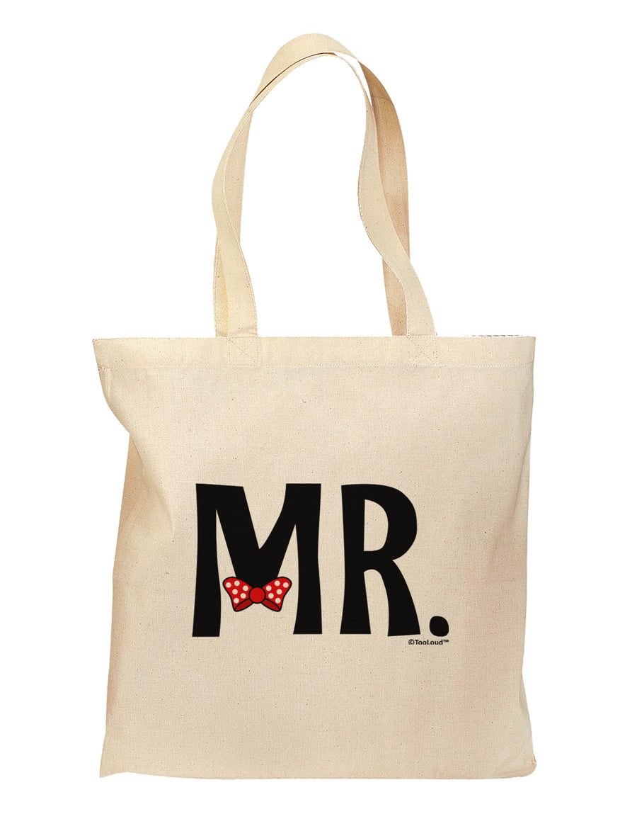 Matching Mr and Mrs Design - Mr Bow Tie Grocery Tote Bag by TooLoud-Grocery Tote-TooLoud-Natural-Medium-Davson Sales