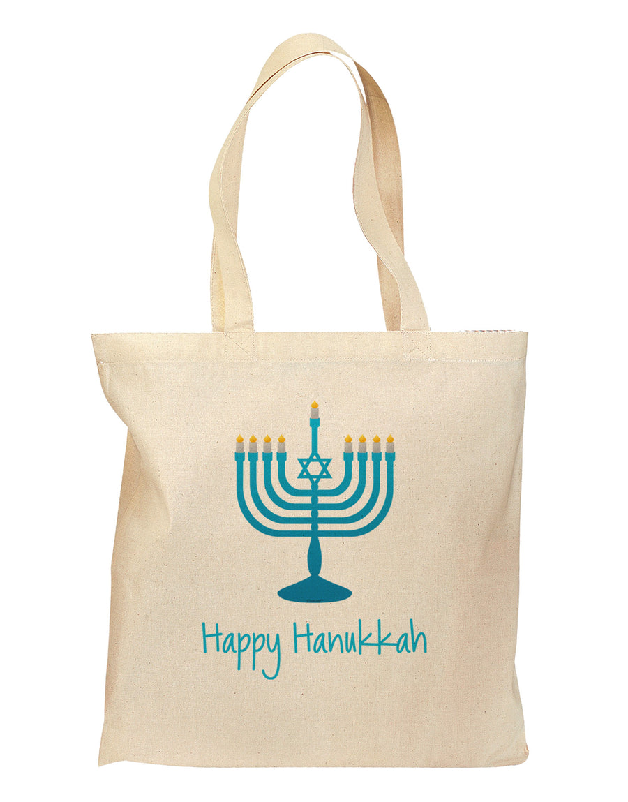 Happy Hanukkah Menorah Grocery Tote Bag-Grocery Tote-TooLoud-Natural-Medium-Davson Sales