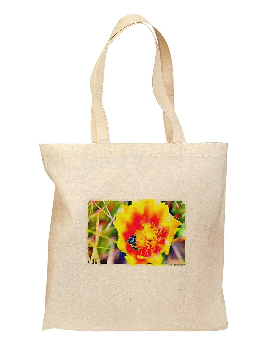 Bee Cactus Watercolor Grocery Tote Bag - Natural-Grocery Tote-TooLoud-Natural-Medium-Davson Sales