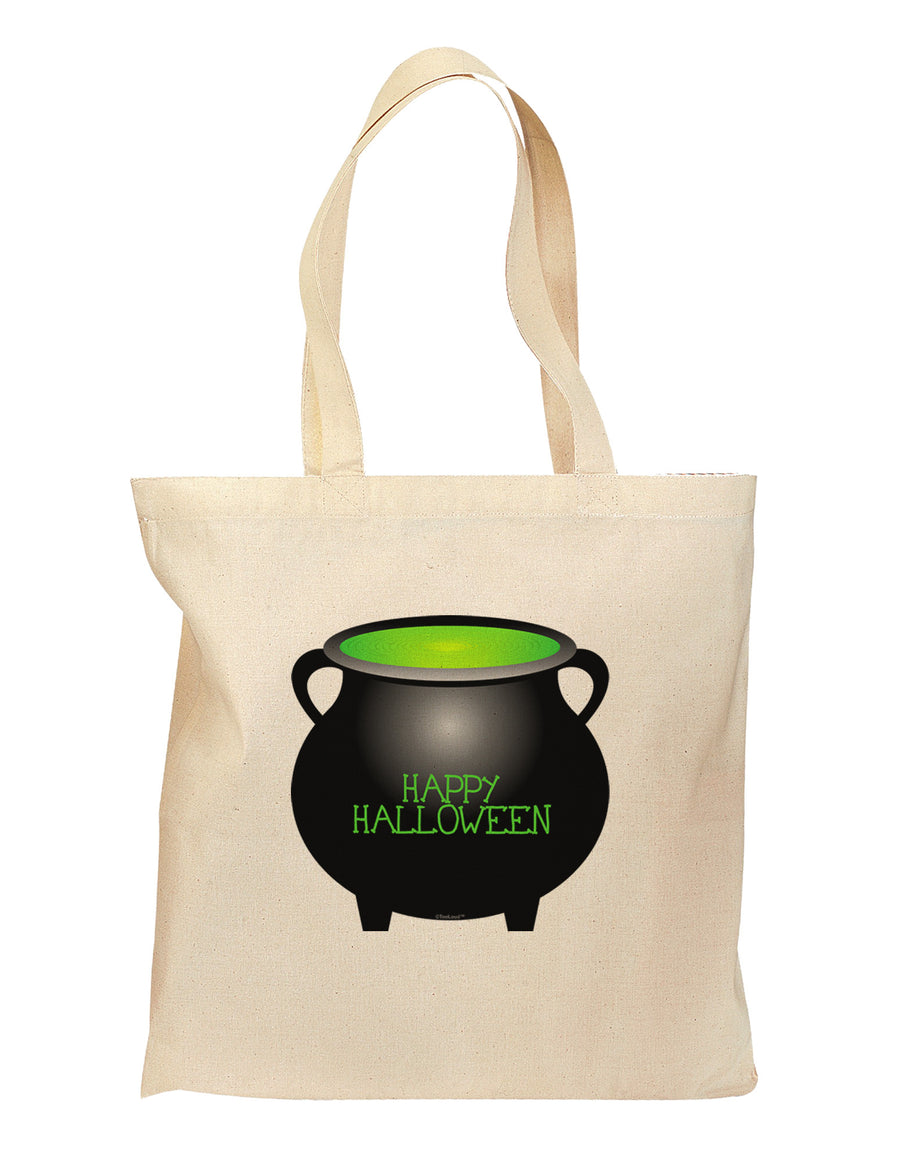 Witches Cauldron Happy Halloween Grocery Tote Bag-Grocery Tote-TooLoud-Natural-Medium-Davson Sales