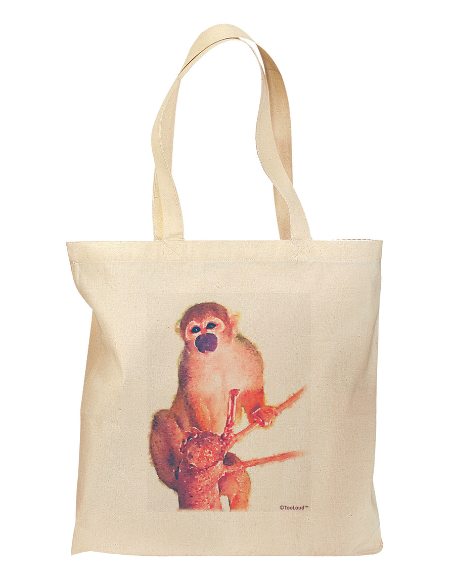 Monkey in Tree Watercolor Grocery Tote Bag-Grocery Tote-TooLoud-Natural-Medium-Davson Sales