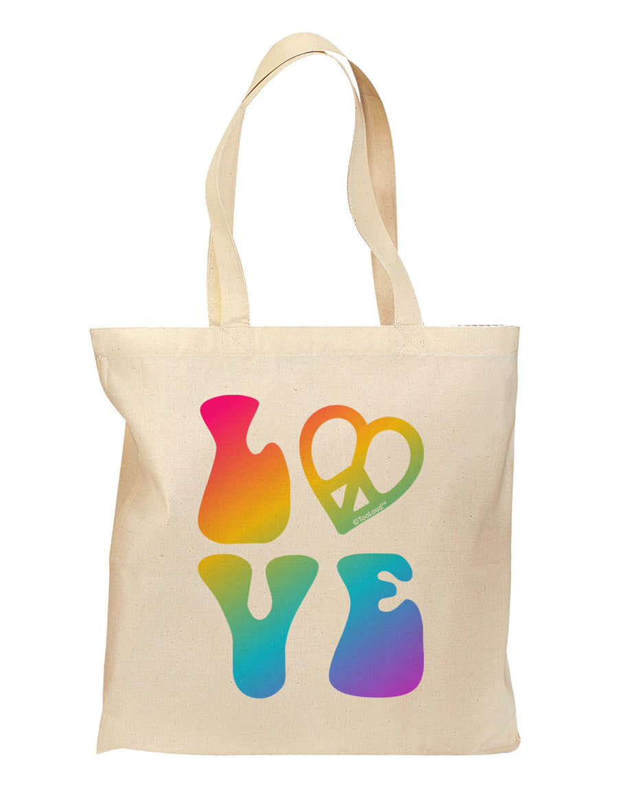 Peace and Love - Peace Heart Love Grocery Tote Bag-Grocery Tote-TooLoud-Natural-Medium-Davson Sales