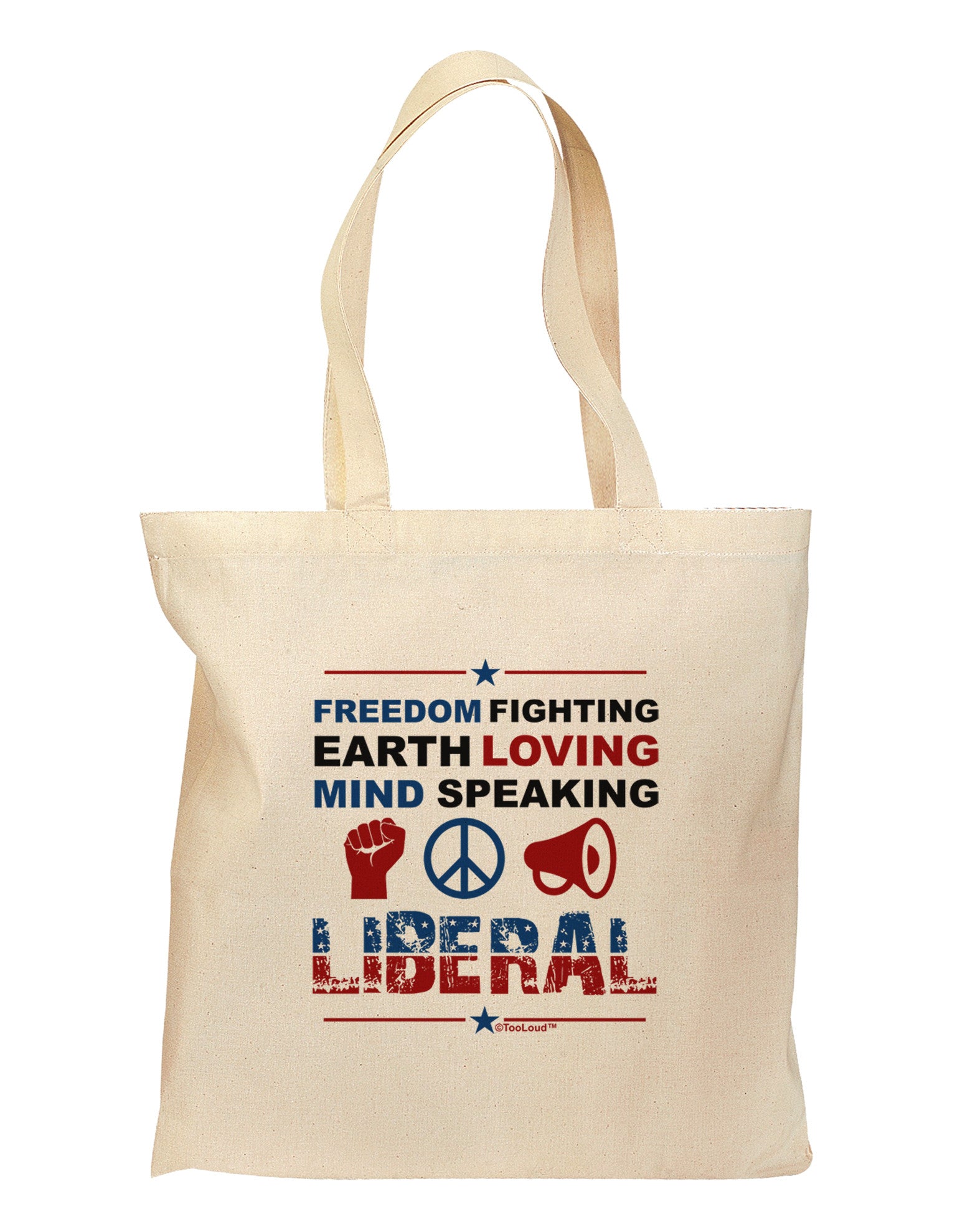 Freedom Fighting Liberal Grocery Tote Bag-Grocery Tote-TooLoud-Natural-Medium-Davson Sales