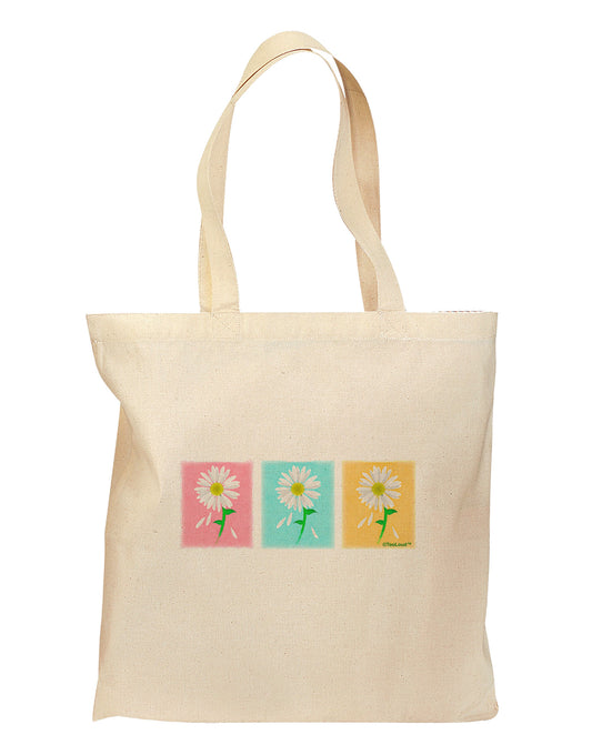 Pretty Daisies Watercolor Grocery Tote Bag - Natural-Grocery Tote-TooLoud-Natural-Medium-Davson Sales