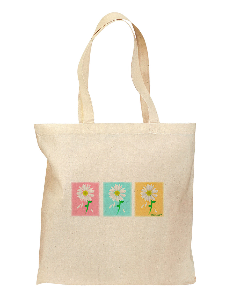 Pretty Daisies Watercolor Grocery Tote Bag - Natural-Grocery Tote-TooLoud-Natural-Medium-Davson Sales