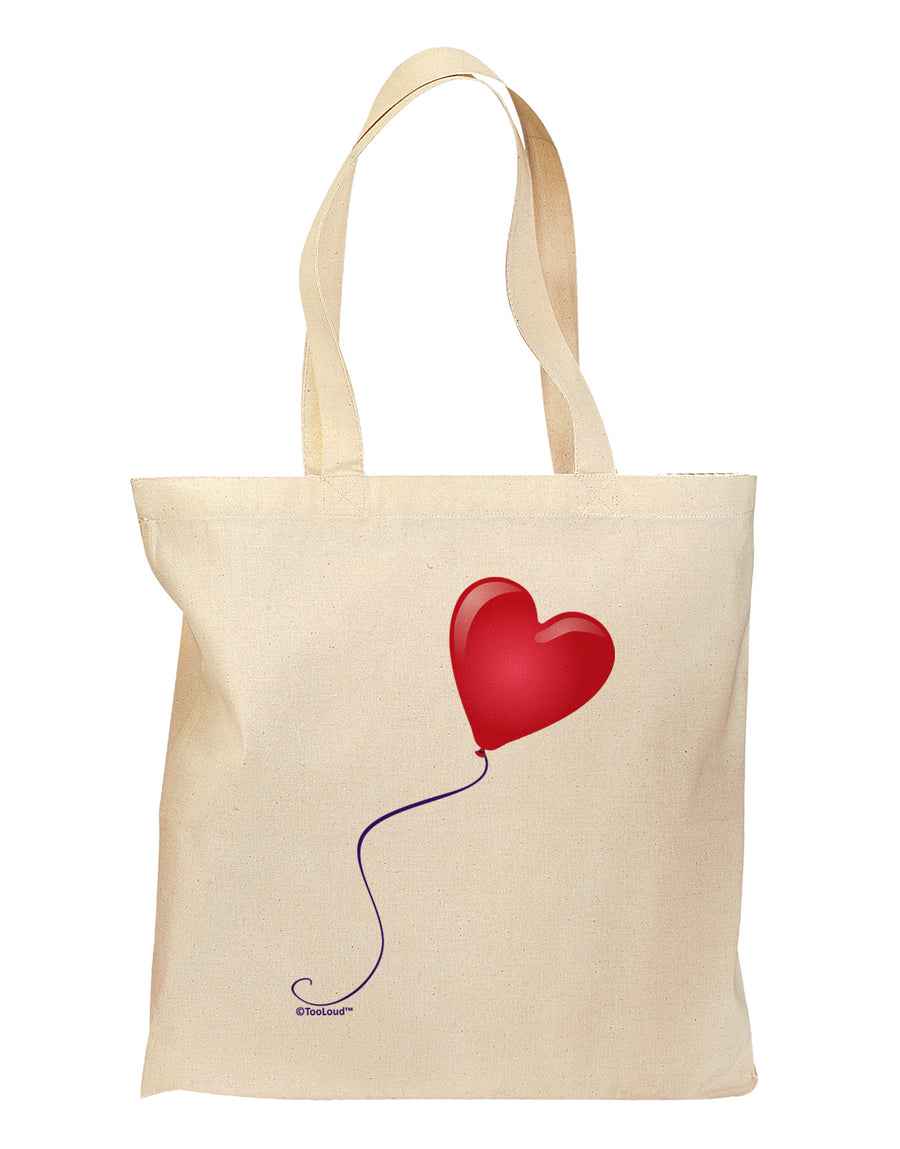 Cute Red Heart Balloon Grocery Tote Bag-Grocery Tote-TooLoud-Natural-Medium-Davson Sales