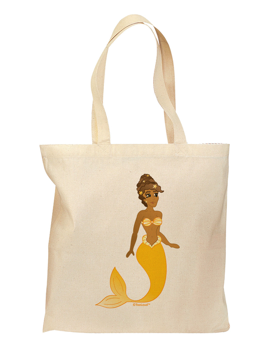 Mermaid Design - Yellow Grocery Tote Bag-Grocery Tote-TooLoud-Natural-Medium-Davson Sales