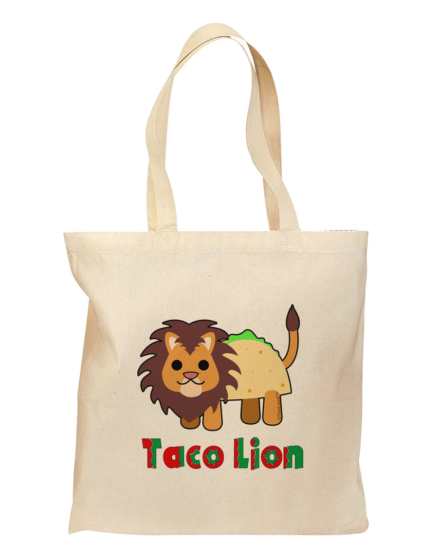 Cute Taco Lion Text Grocery Tote Bag-Grocery Tote-TooLoud-Natural-Medium-Davson Sales