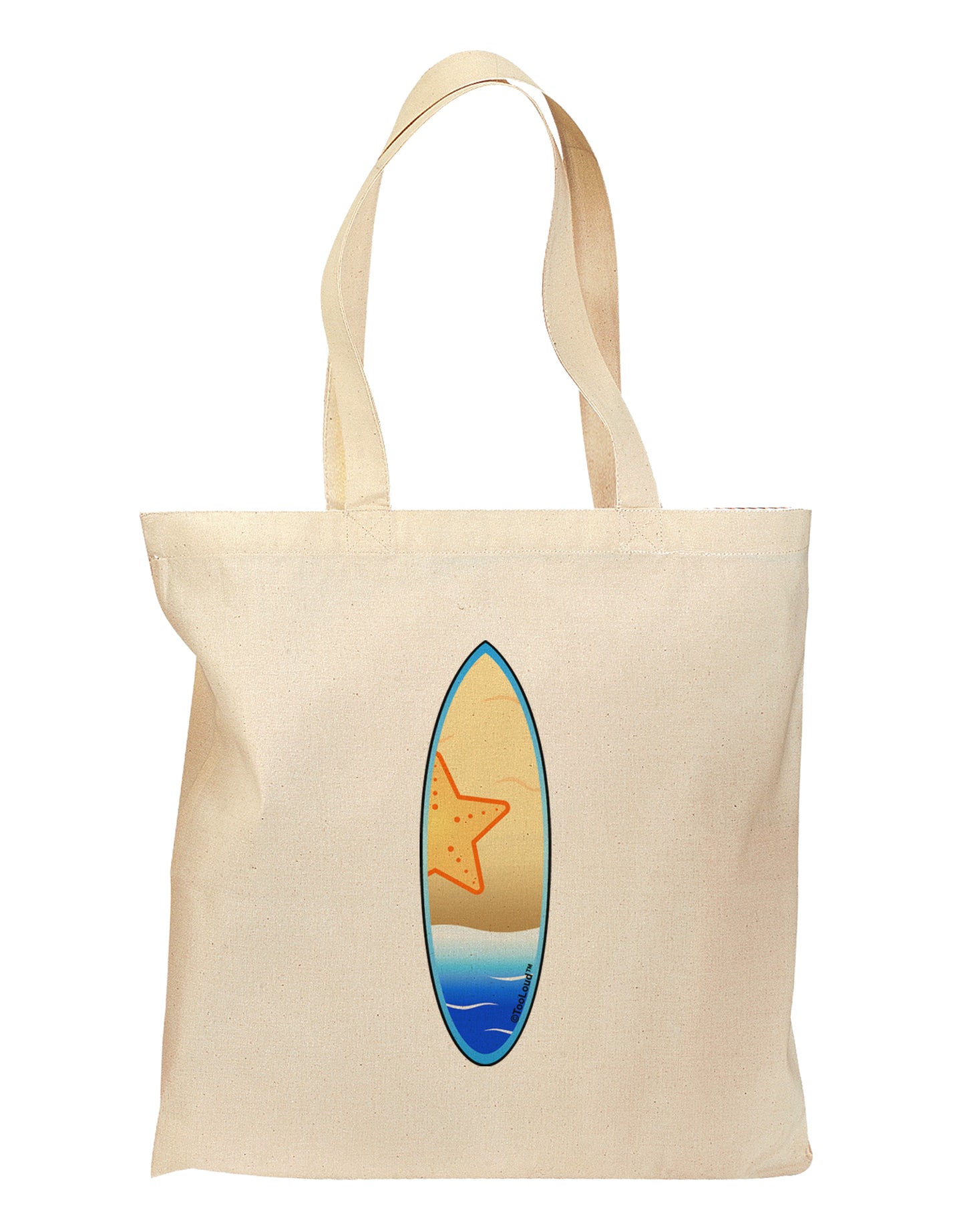 Starfish Surfboard Grocery Tote Bag by TooLoud-Grocery Tote-TooLoud-Natural-Medium-Davson Sales