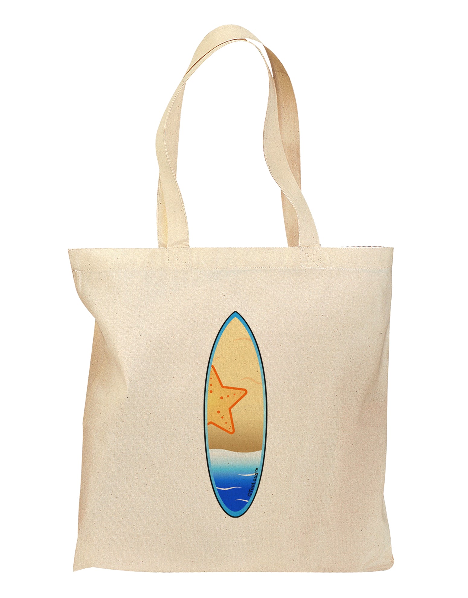 Starfish Surfboard Grocery Tote Bag by TooLoud-Grocery Tote-TooLoud-Natural-Medium-Davson Sales