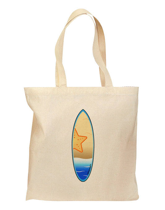Starfish Surfboard Grocery Tote Bag by TooLoud-Grocery Tote-TooLoud-Natural-Medium-Davson Sales