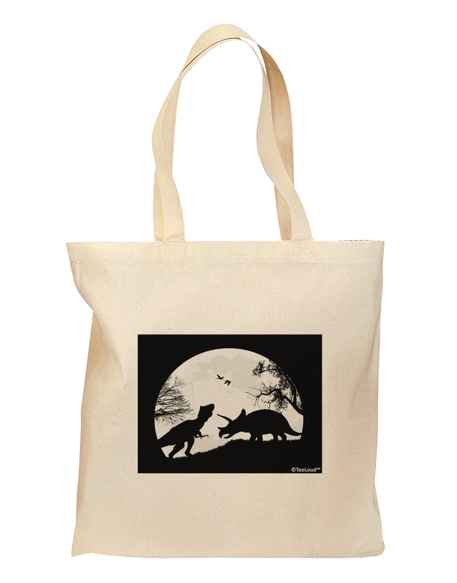 T-Rex and Triceratops Silhouettes Design Grocery Tote Bag by TooLoud-Grocery Tote-TooLoud-Natural-Medium-Davson Sales