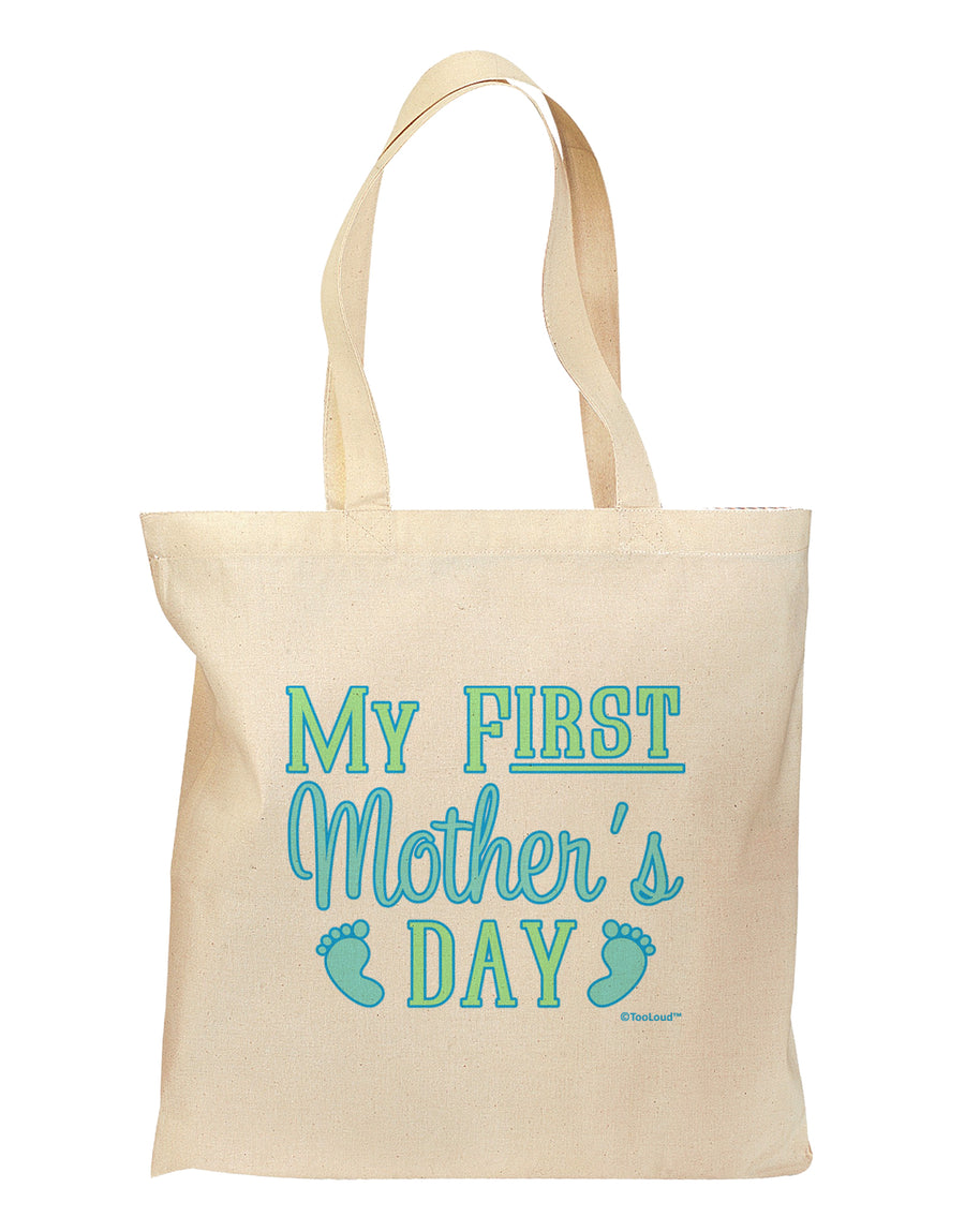 My First Mother's Day - Baby Feet - Blue Grocery Tote Bag by TooLoud-Grocery Tote-TooLoud-Natural-Medium-Davson Sales