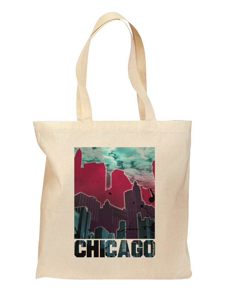 Chicago Abstract 2 Grocery Tote Bag-Grocery Tote-TooLoud-Natural-Medium-Davson Sales