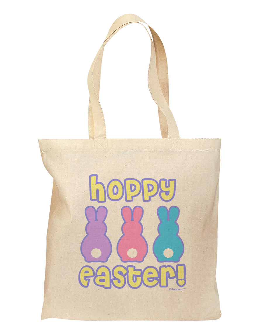 Three Easter Bunnies - Hoppy Easter Grocery Tote Bag by TooLoud-Grocery Tote-TooLoud-Natural-Medium-Davson Sales