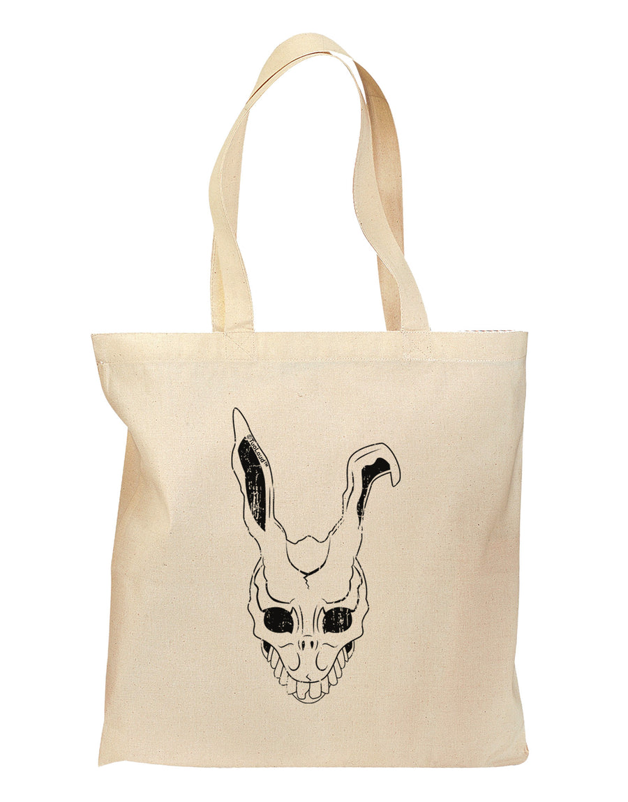 Scary Bunny Face White Distressed Grocery Tote Bag-Grocery Tote-TooLoud-Natural-Medium-Davson Sales