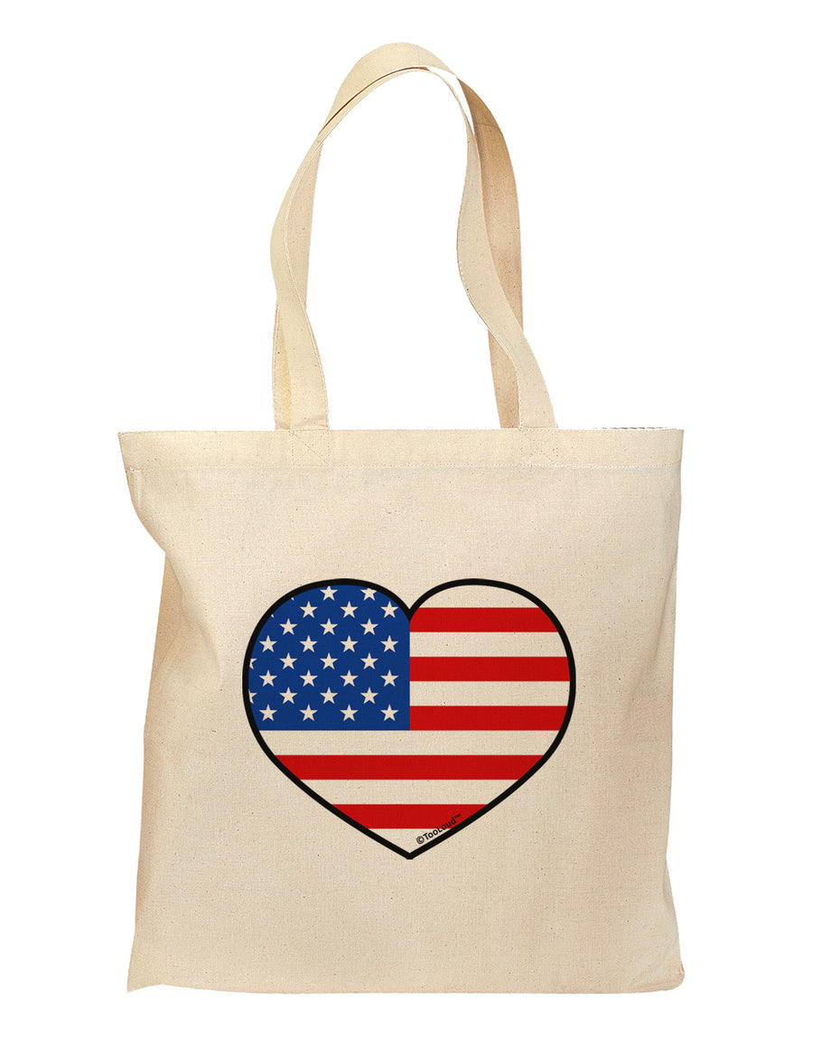 American Flag Heart Design Grocery Tote Bag by TooLoud-Grocery Tote-TooLoud-Natural-Medium-Davson Sales