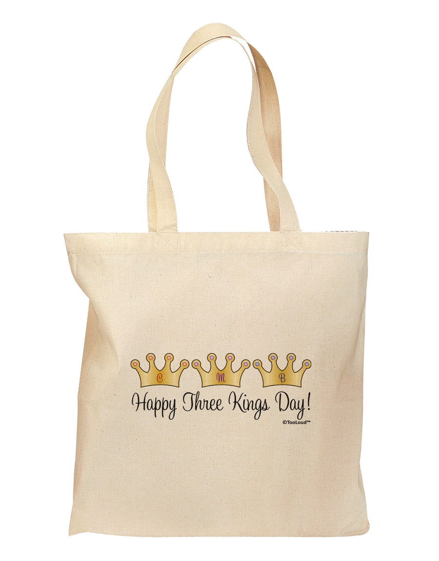 Happy Three Kings Day - 3 Crowns Grocery Tote Bag by TooLoud-Grocery Tote-TooLoud-Natural-Medium-Davson Sales