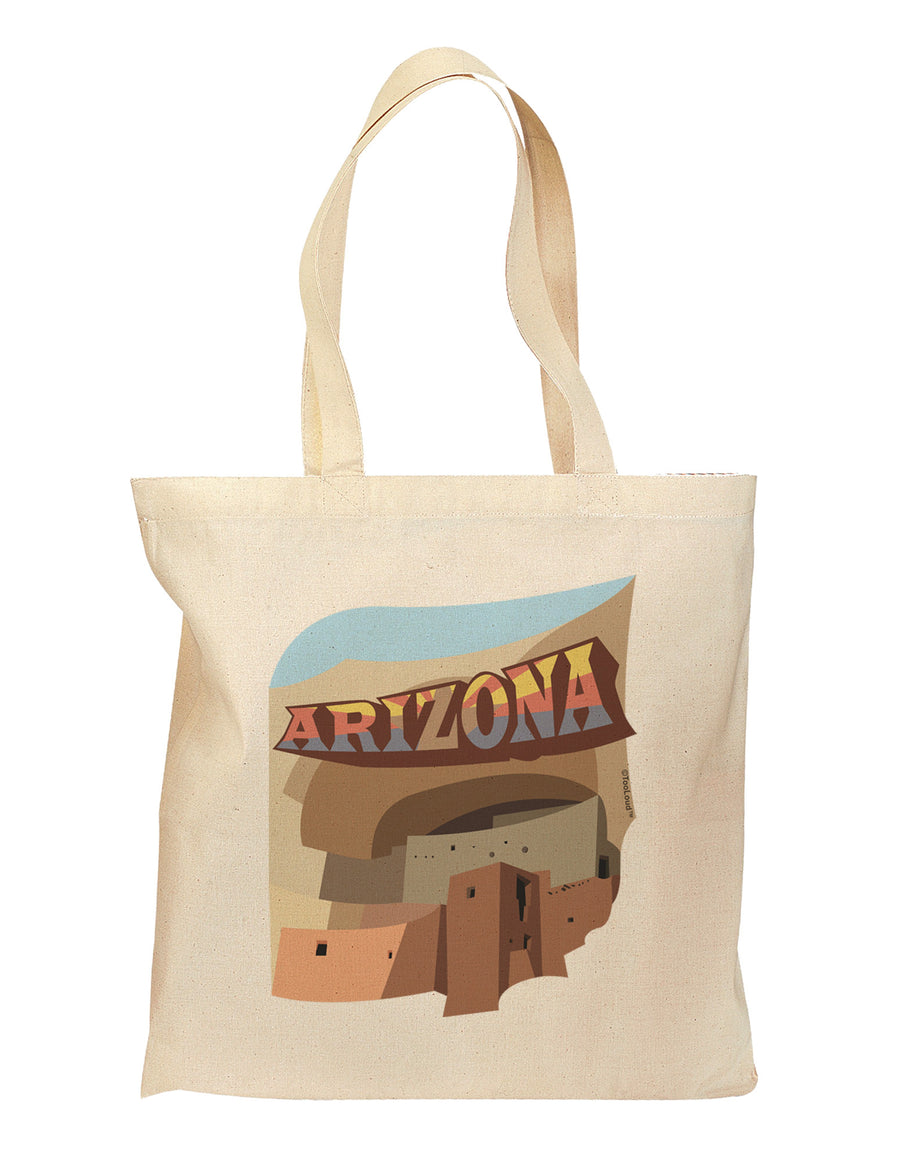 Arizona Montezuma Castle Grocery Tote Bag - Natural-Grocery Tote-TooLoud-Natural-Medium-Davson Sales