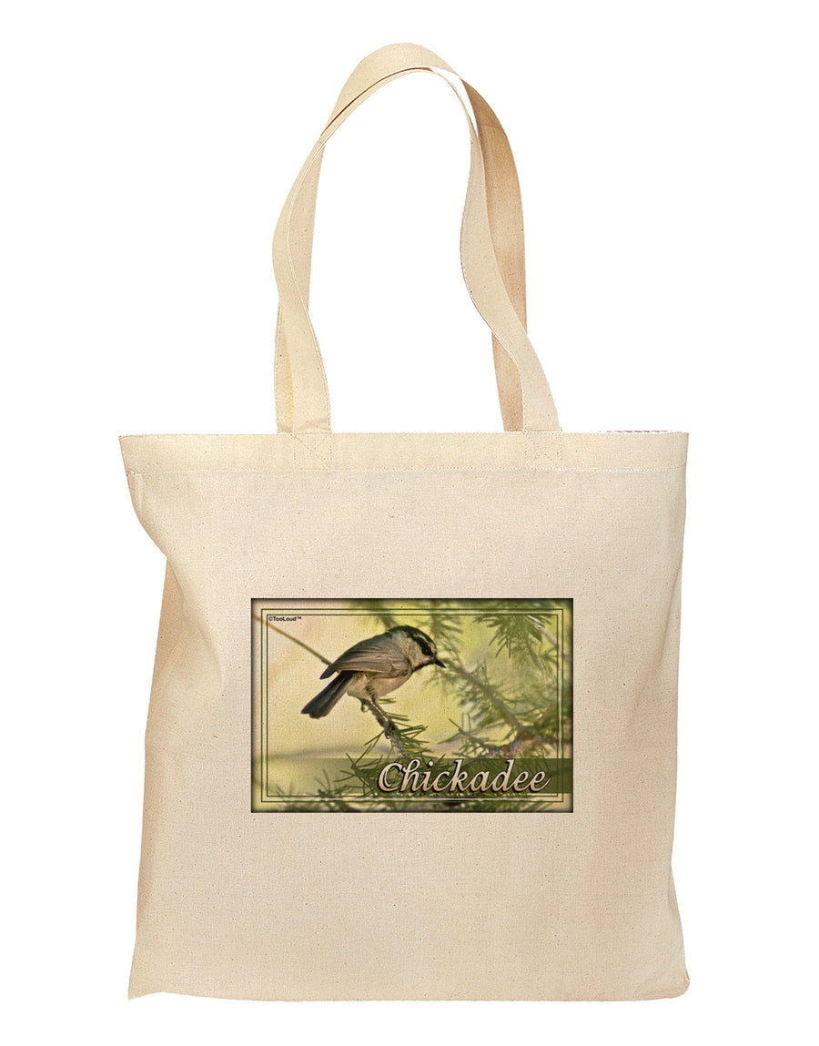 CO Chickadee with Text Grocery Tote Bag - Natural-Grocery Tote-TooLoud-Natural-Medium-Davson Sales