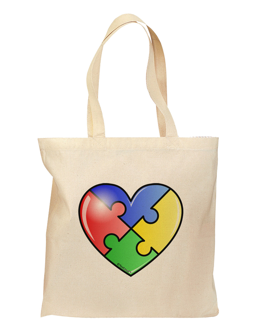 Big Puzzle Heart - Autism Awareness Grocery Tote Bag by TooLoud-Grocery Tote-TooLoud-Natural-Medium-Davson Sales