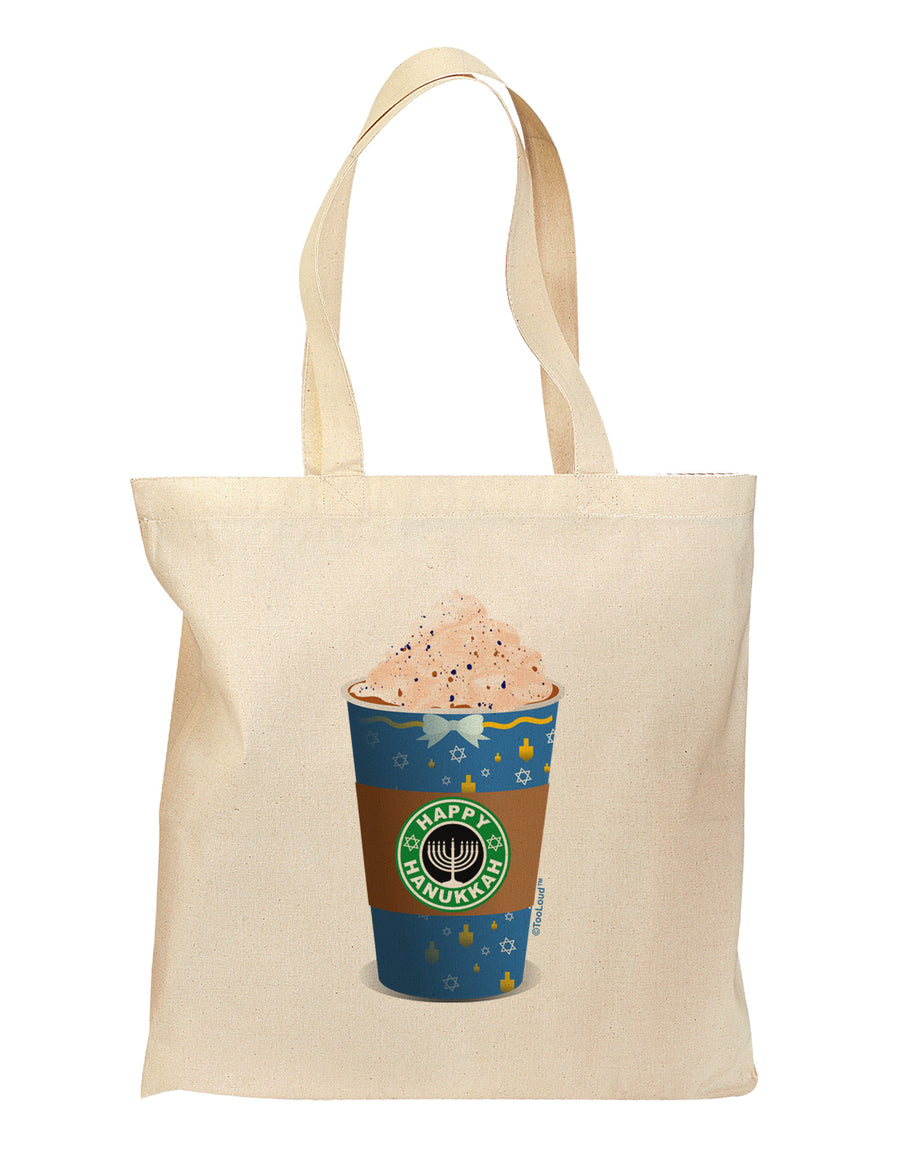 Happy Hanukkah Latte Cup Grocery Tote Bag-Grocery Tote-TooLoud-Natural-Medium-Davson Sales