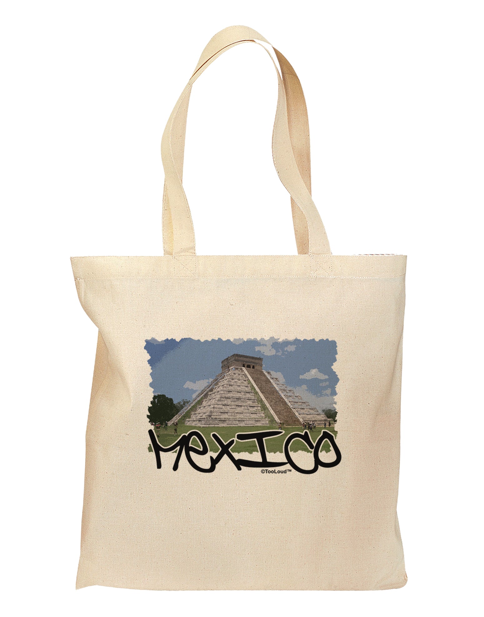 Mexico - Mayan Temple Cut-out Grocery Tote Bag by TooLoud-Grocery Tote-TooLoud-Natural-Medium-Davson Sales