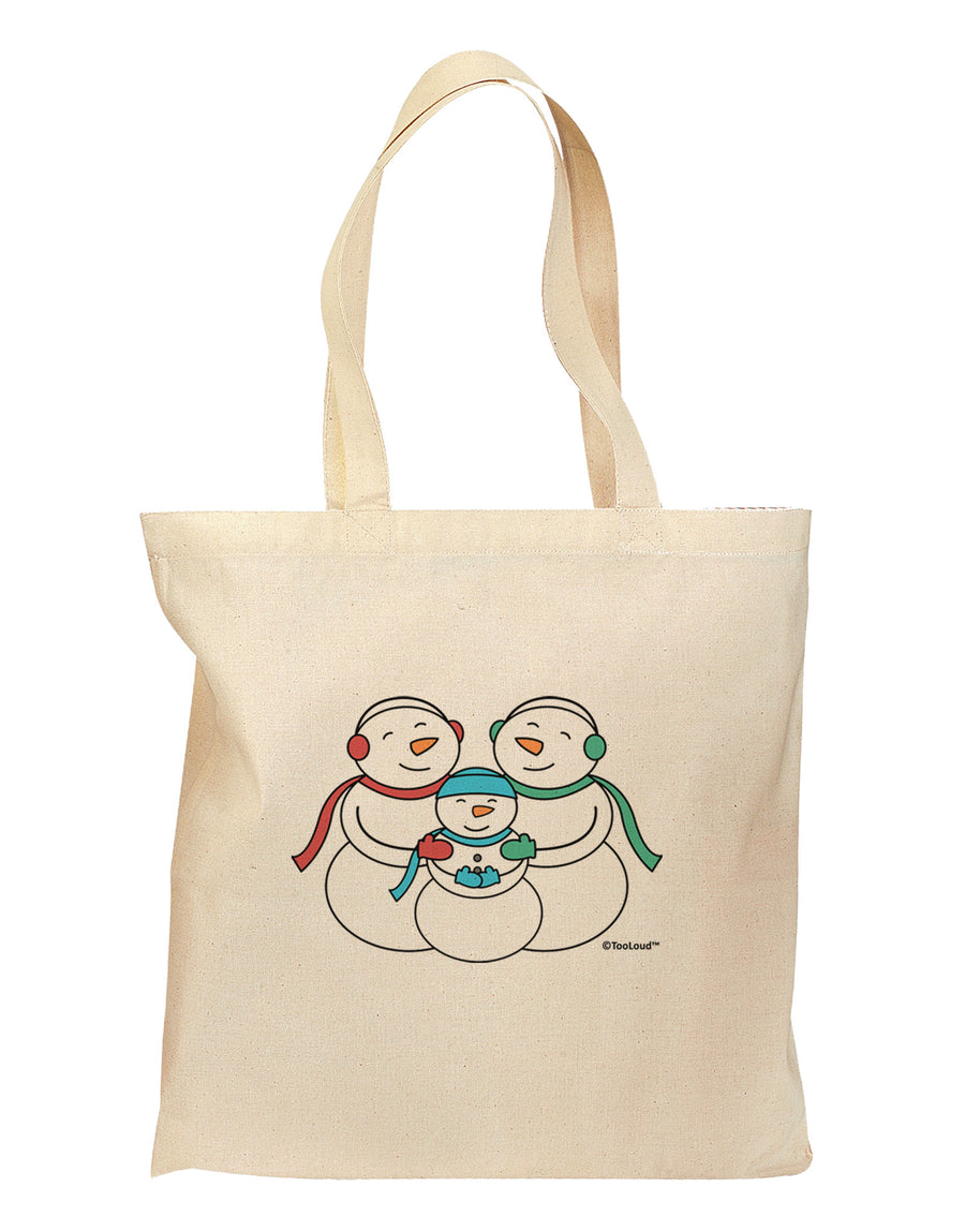 Cute Snowman Family with Boy Grocery Tote Bag by TooLoud-Grocery Tote-TooLoud-Natural-Medium-Davson Sales