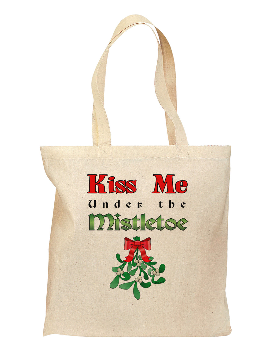 Kiss Me Under the Mistletoe Christmas Grocery Tote Bag-Grocery Tote-TooLoud-Natural-Medium-Davson Sales