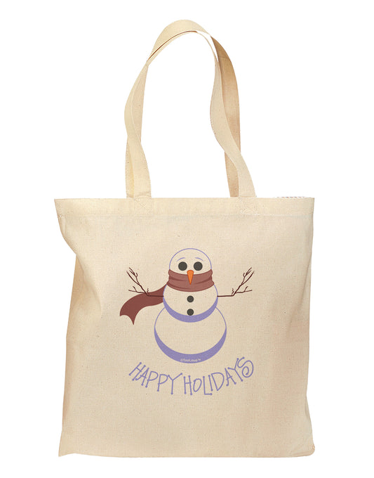Snowman - Happy Holidays Grocery Tote Bag-Grocery Tote-TooLoud-Natural-Medium-Davson Sales