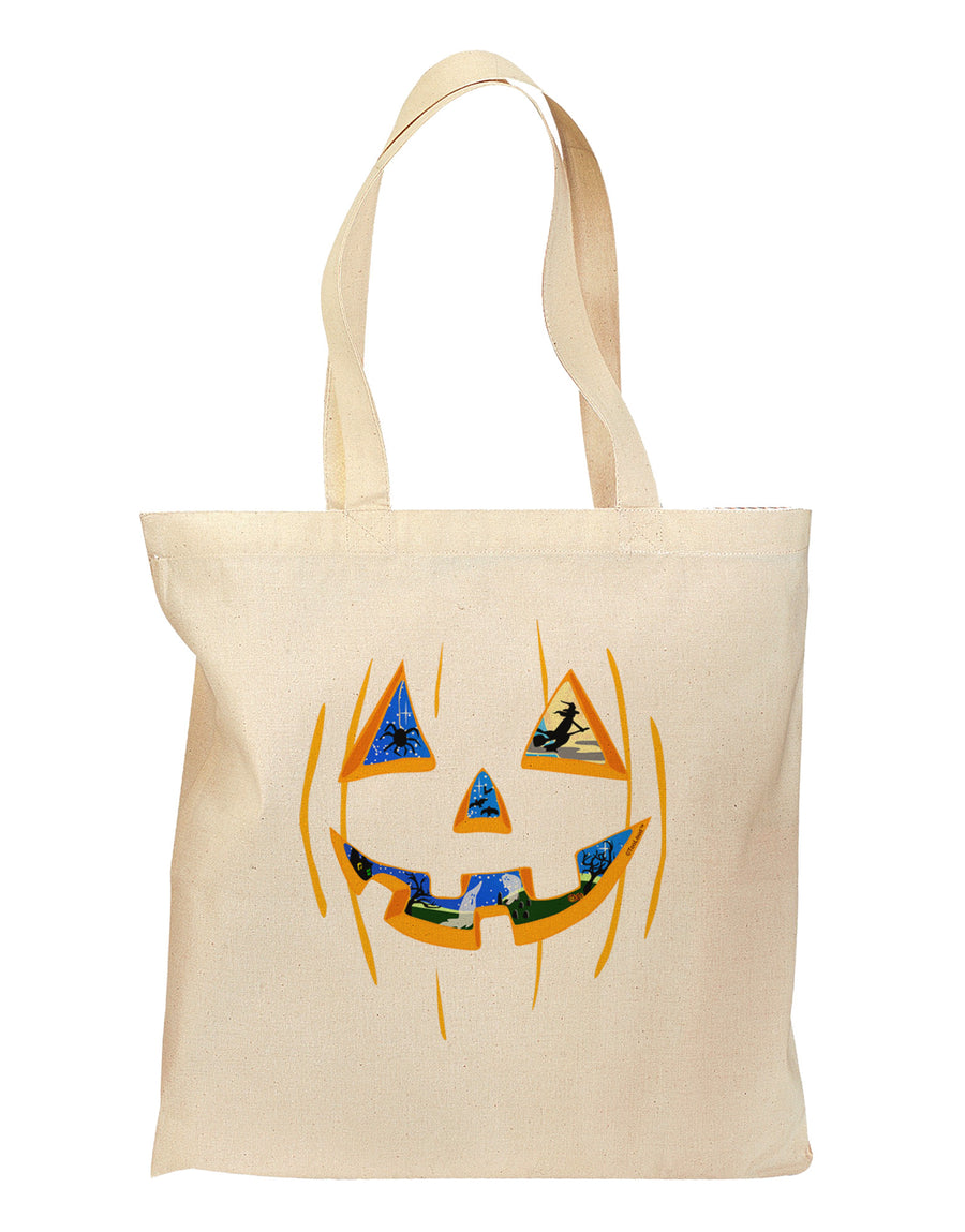 Jack O Lanterns Point of View Pumpkin Grocery Tote Bag-Grocery Tote-TooLoud-Natural-Medium-Davson Sales