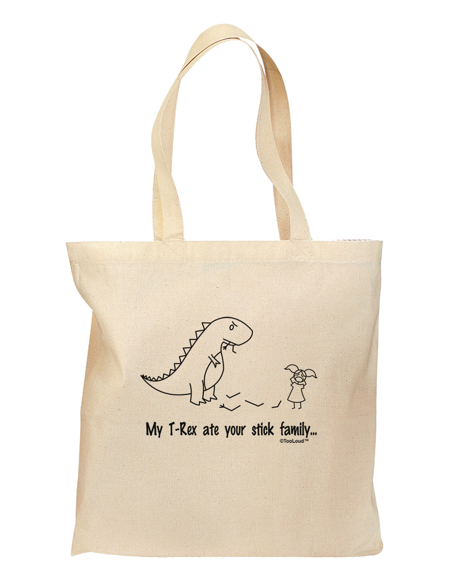 My T-Rex Ate Your Stick Family - Line Grocery Tote Bag by TooLoud-Grocery Tote-TooLoud-Natural-Medium-Davson Sales