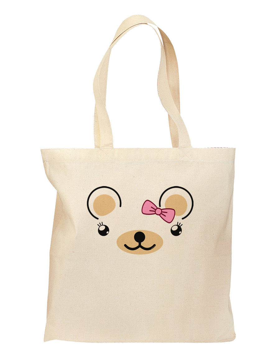 Kyu-T Ears - Beartholomea Girl Teddy Bear Grocery Tote Bag-Grocery Tote-TooLoud-Natural-Medium-Davson Sales