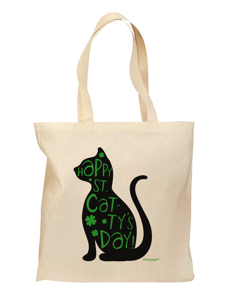 Happy St. Catty's Day - St. Patrick's Day Cat Grocery Tote Bag by TooLoud-Grocery Tote-TooLoud-Natural-Medium-Davson Sales