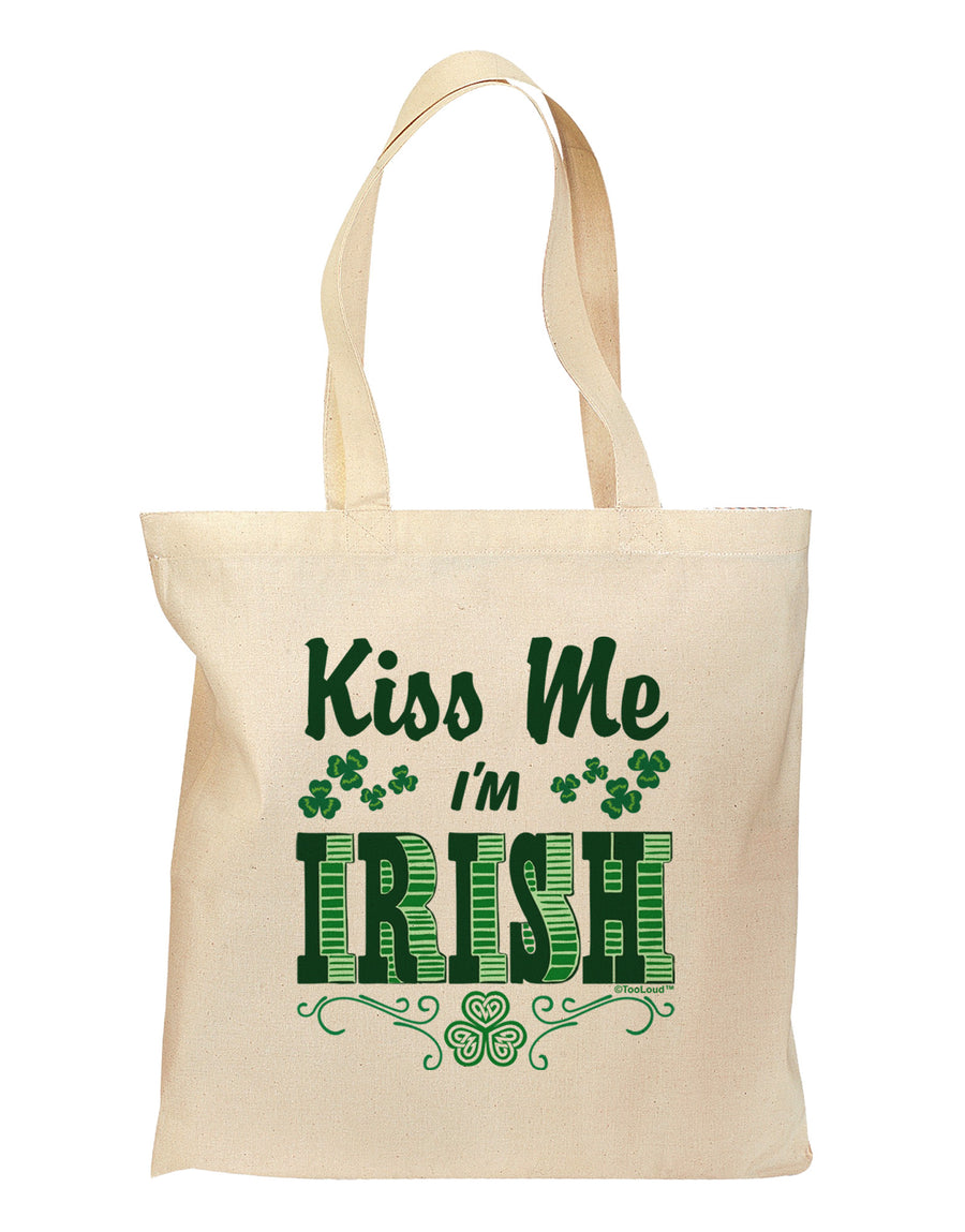 Kiss Me I'm Irish St Patricks Day Grocery Tote Bag-Grocery Tote-TooLoud-Natural-Medium-Davson Sales