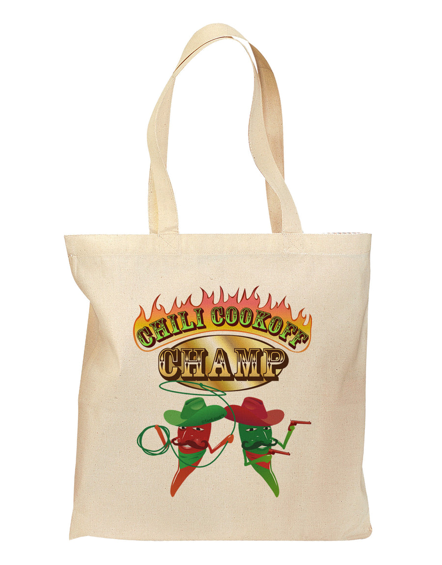 Cowboy Chili Cookoff Champ Grocery Tote Bag-Grocery Tote-TooLoud-Natural-Medium-Davson Sales