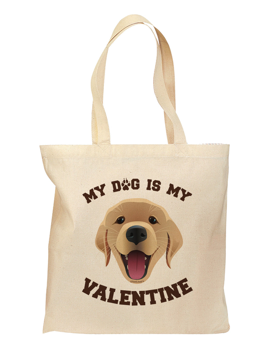 My Dog is my Valentine Gold Yellow Grocery Tote Bag-Grocery Tote-TooLoud-Natural-Medium-Davson Sales