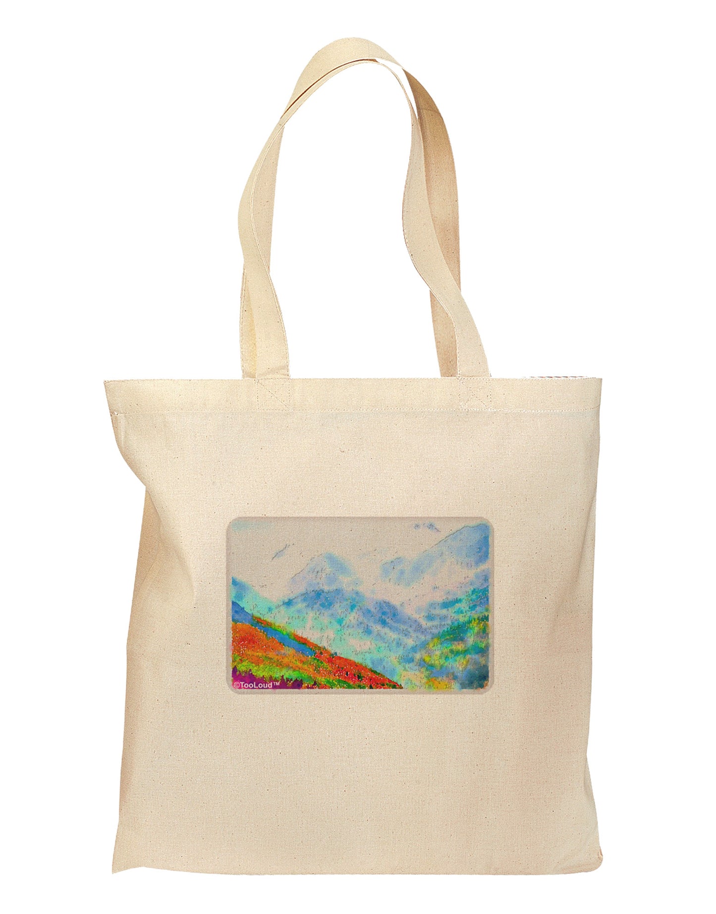 CO Fog Mountains Watercolor Grocery Tote Bag-Grocery Tote-TooLoud-Natural-Medium-Davson Sales