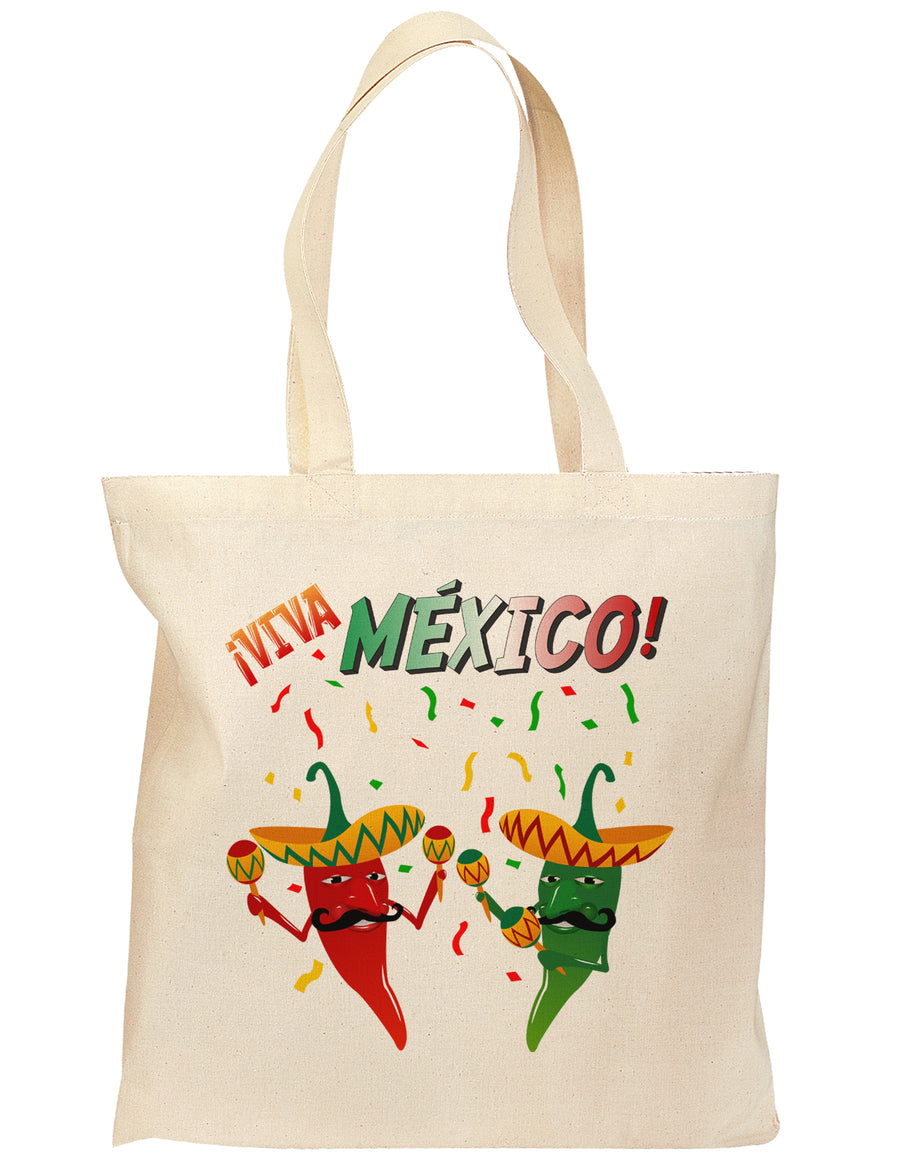 Viva Mexco Chili Peppers Grocery Tote Bag-Grocery Tote-TooLoud-Natural-Medium-Davson Sales