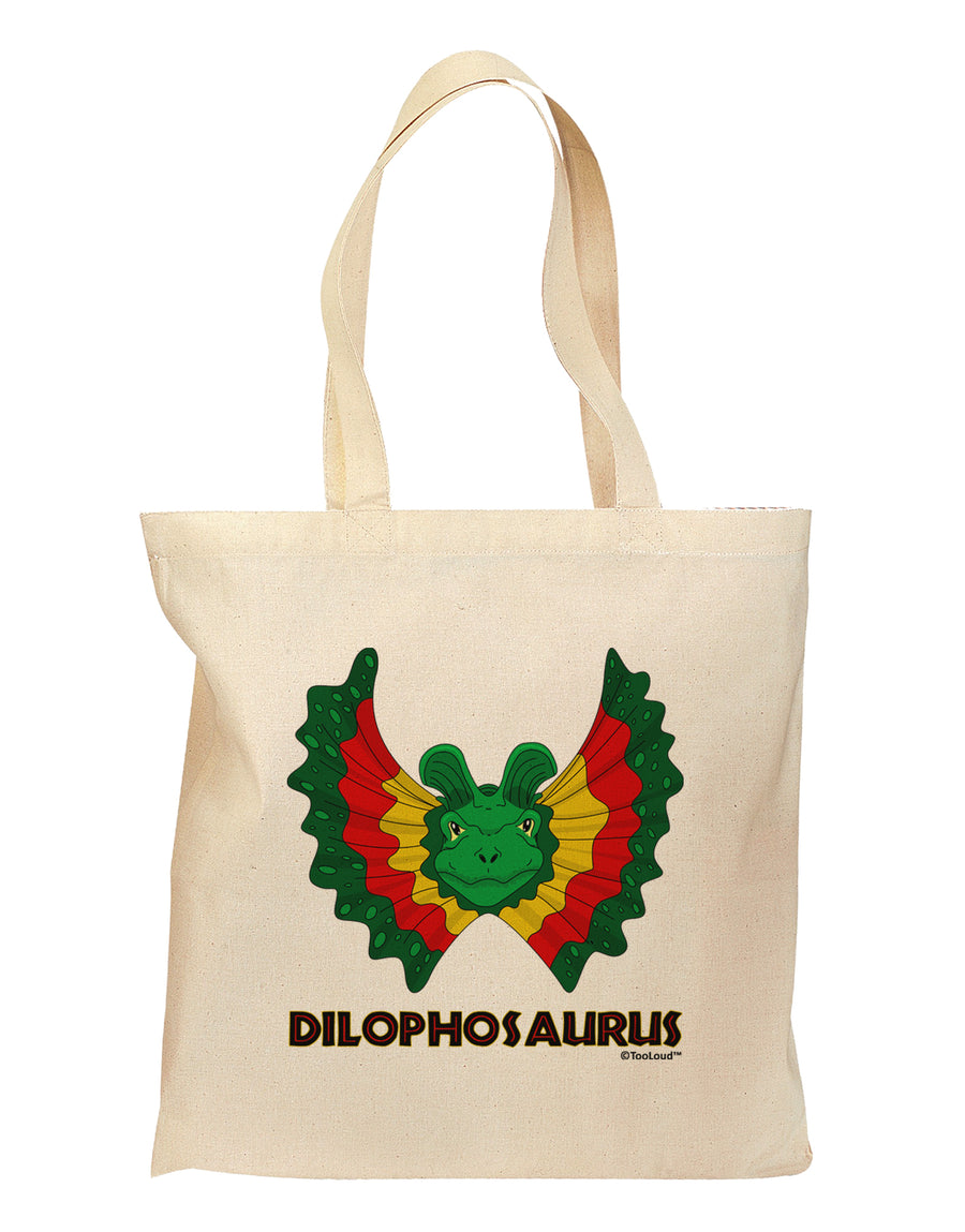 Dilophosaurus Design - Color - Text Grocery Tote Bag by TooLoud-Grocery Tote-TooLoud-Natural-Medium-Davson Sales