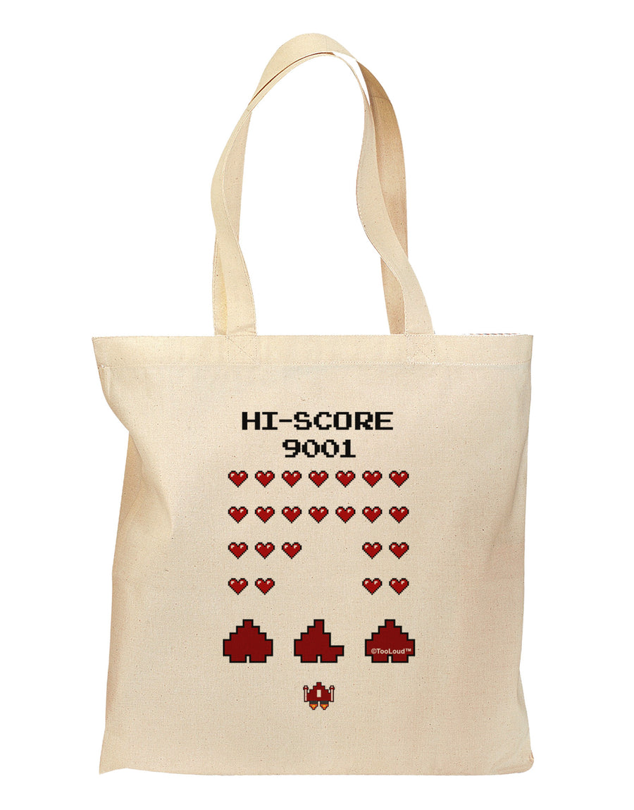 Pixel Heart Invaders Design Grocery Tote Bag-Grocery Tote-TooLoud-Natural-Medium-Davson Sales