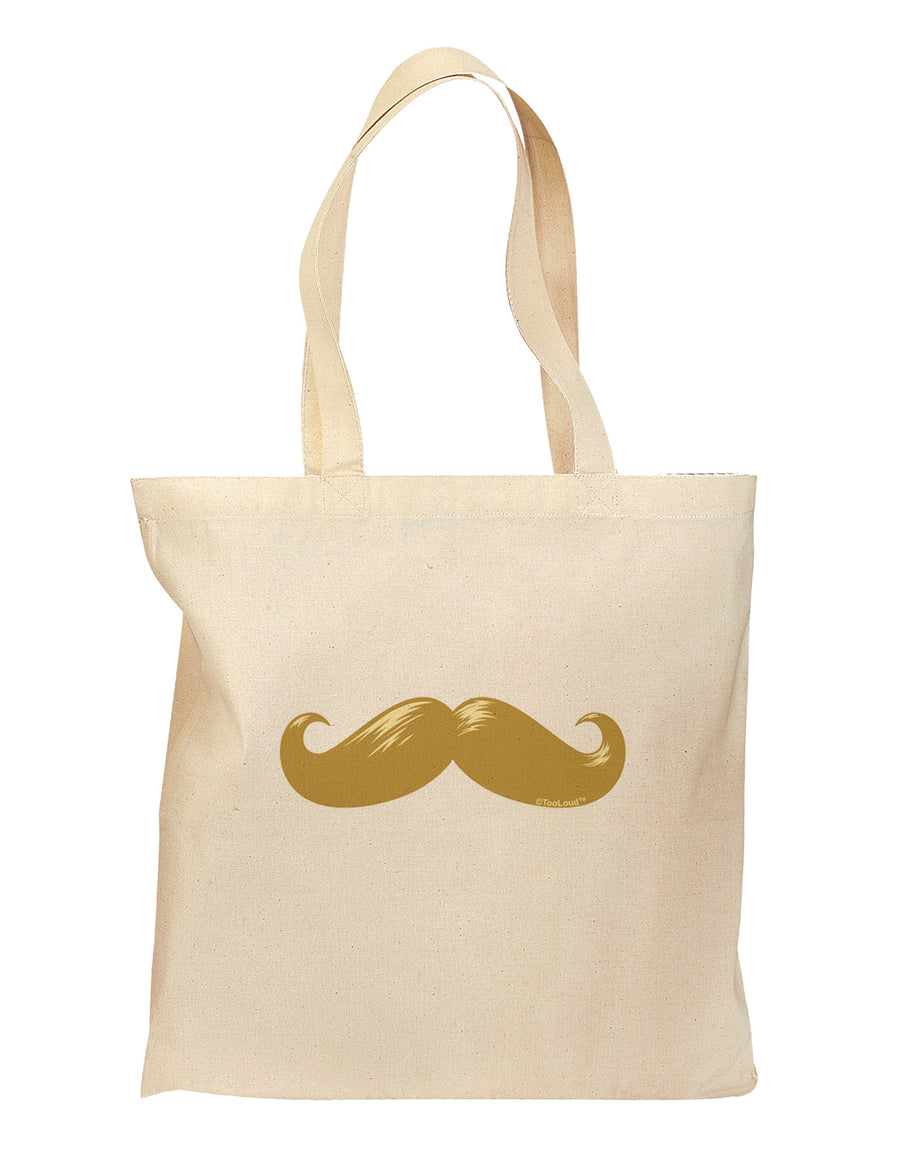 Big Gold Blonde Mustache Grocery Tote Bag-Grocery Tote-TooLoud-Natural-Medium-Davson Sales