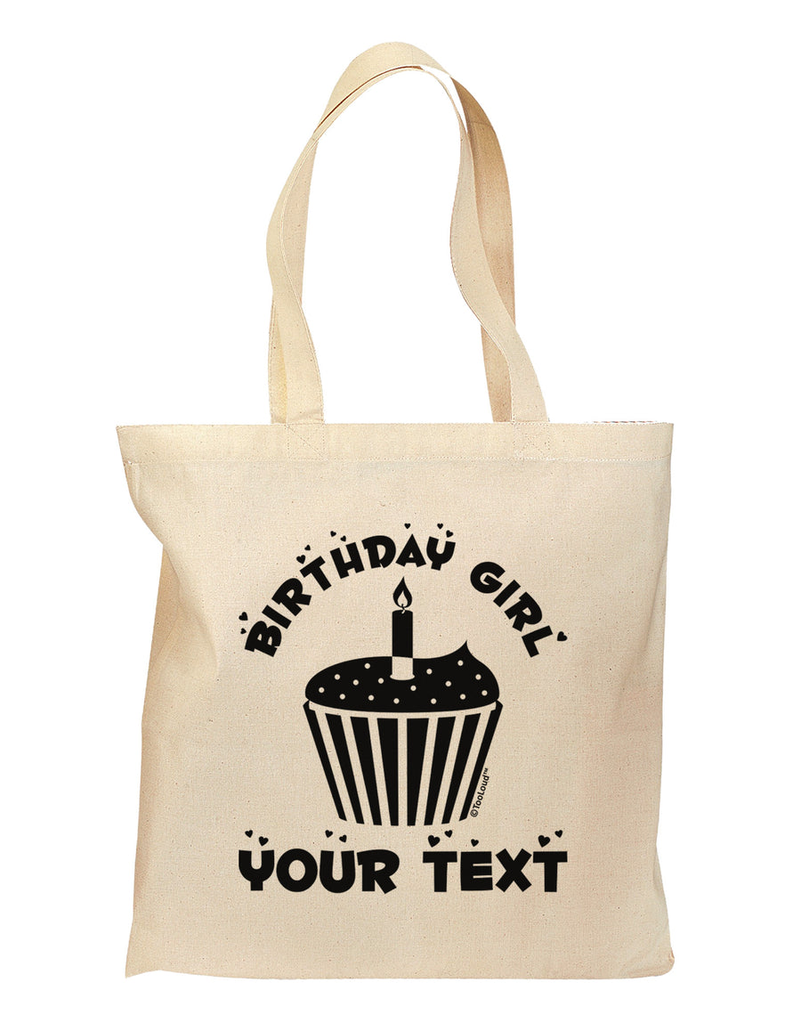 Personalized Birthday Girl Cupcake -Customizable- Name Grocery Tote Bag-Grocery Tote-TooLoud-Natural-Medium-Davson Sales