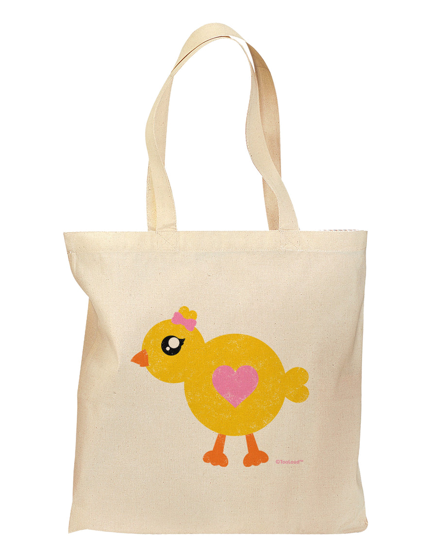 Cute Chick with Bow - Crayon Style Drawing Grocery Tote Bag by TooLoud-Grocery Tote-TooLoud-Natural-Medium-Davson Sales