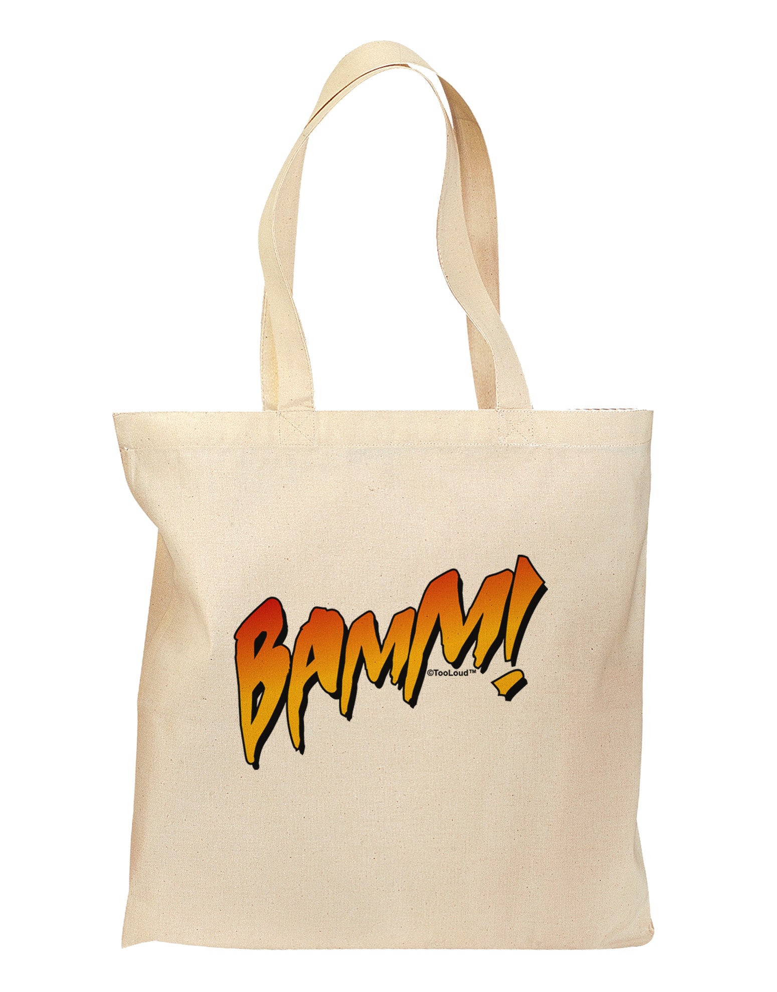 Onomatopoeia BAMM Grocery Tote Bag-Grocery Tote-TooLoud-Natural-Medium-Davson Sales